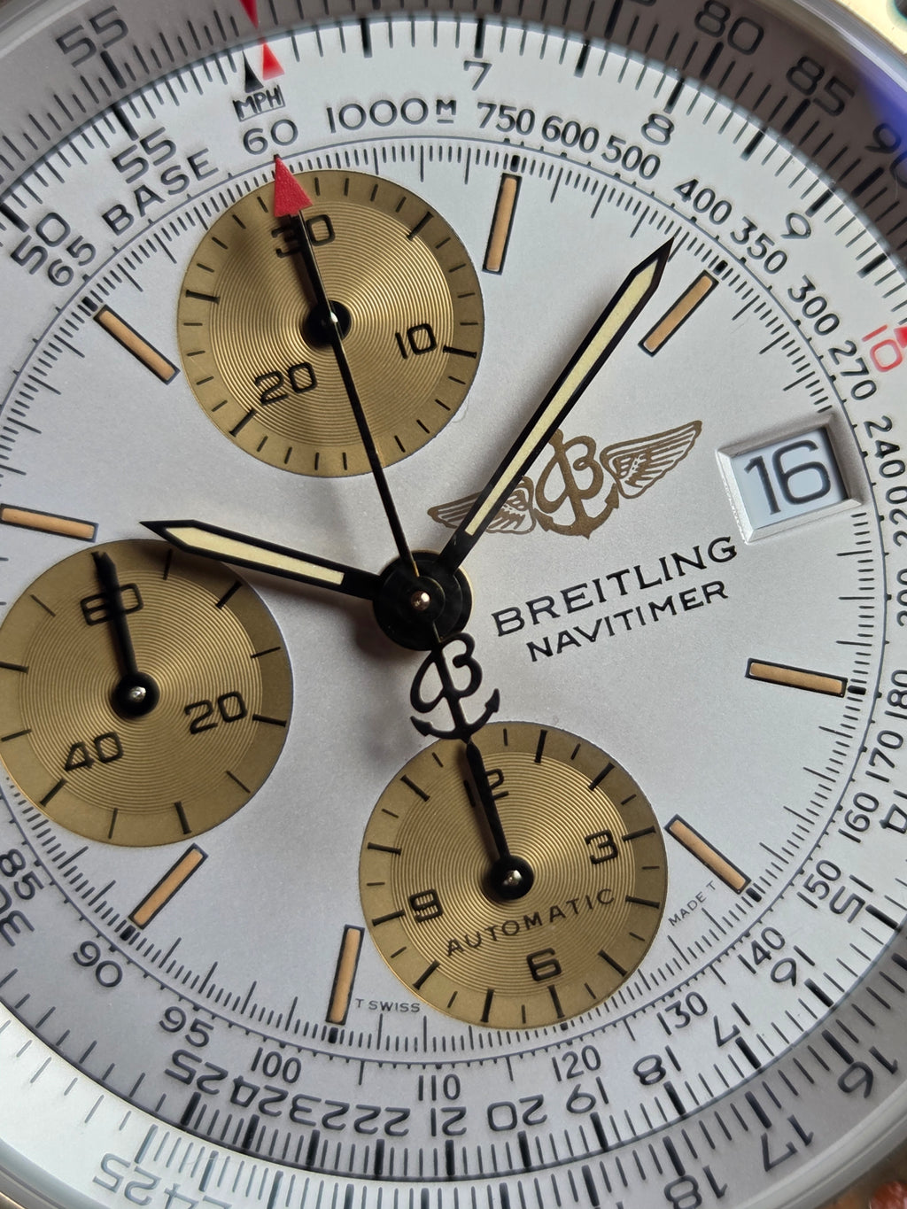 Rare... Breitling Old Navitimer II | Ref: D13022 | Tritium Dial | 18k Gold Bezel | Original Buckel and Strap!