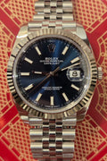 Rolex Datejust 41 | Ref: 126334 | Sunburst Blue Dial | White Gold Fluted Bezel | Jubilee Bracelet | Mint Condition!