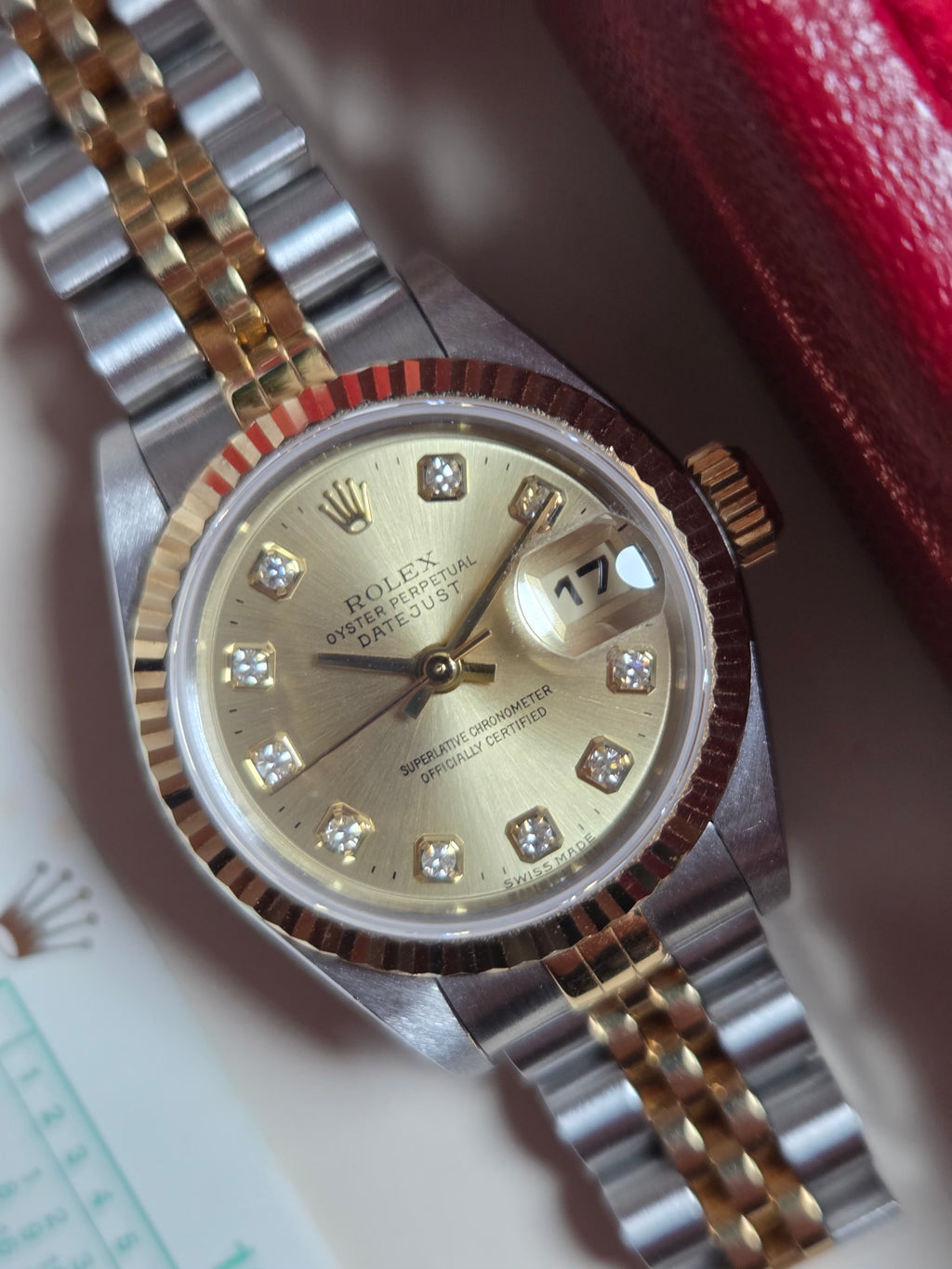 Rolex Lady Datejust 26 | Ref: 69173 | Champagne Big Diamond Dial | Un-polished | Full-Set |1997 | Excellent Condition!