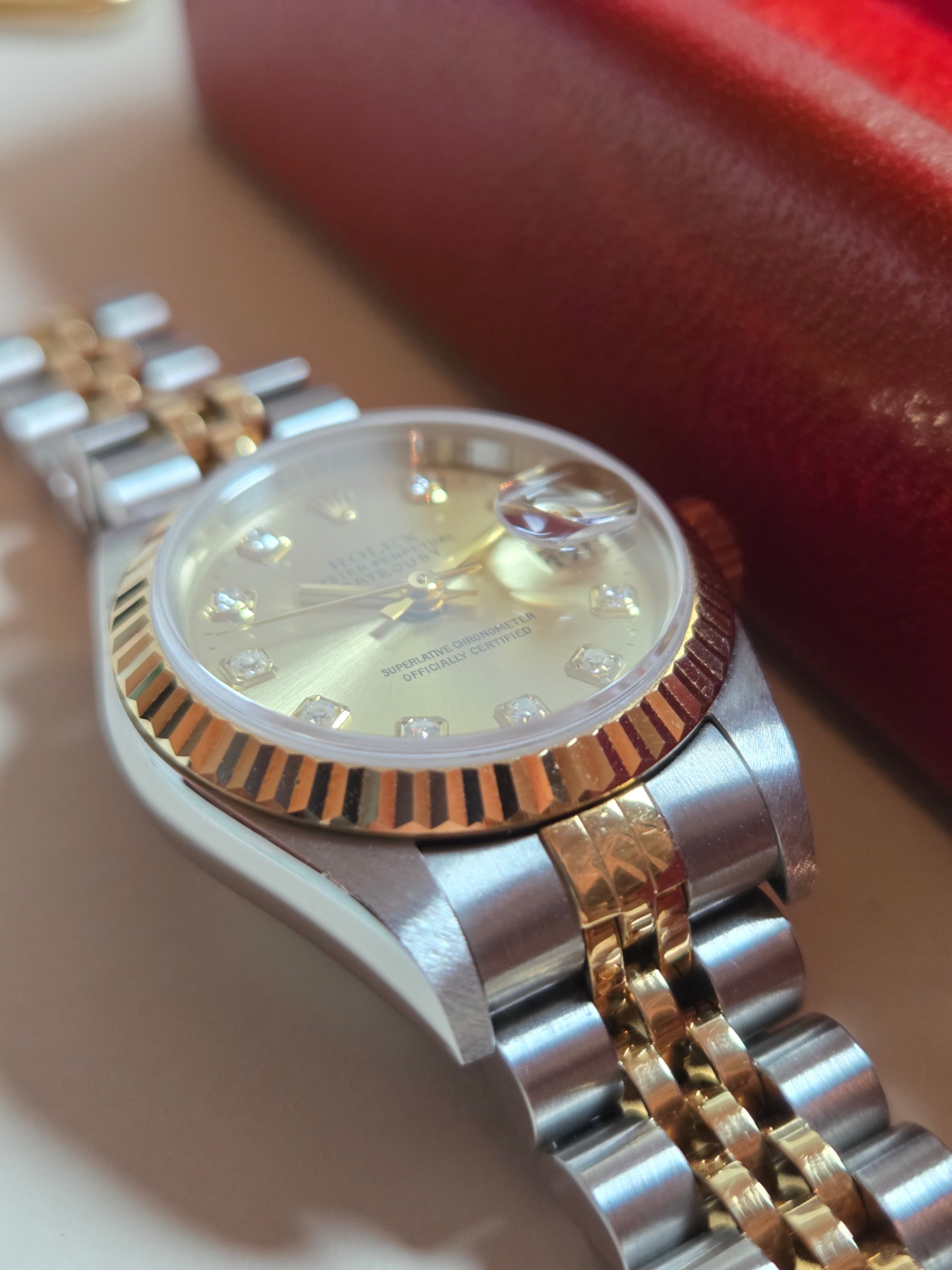 Rolex Lady Datejust 26 | Ref: 69173 | Champagne Big Diamond Dial | Un-polished | Full-Set |1997 | Excellent Condition!