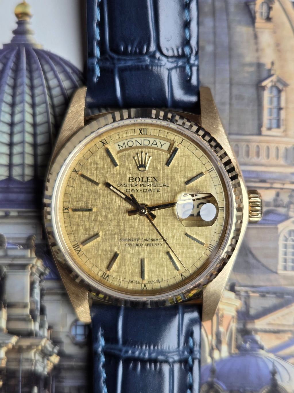 Rolex Day-Date 36 (Ref. 18038) – Striking Champagne Linen Dial!