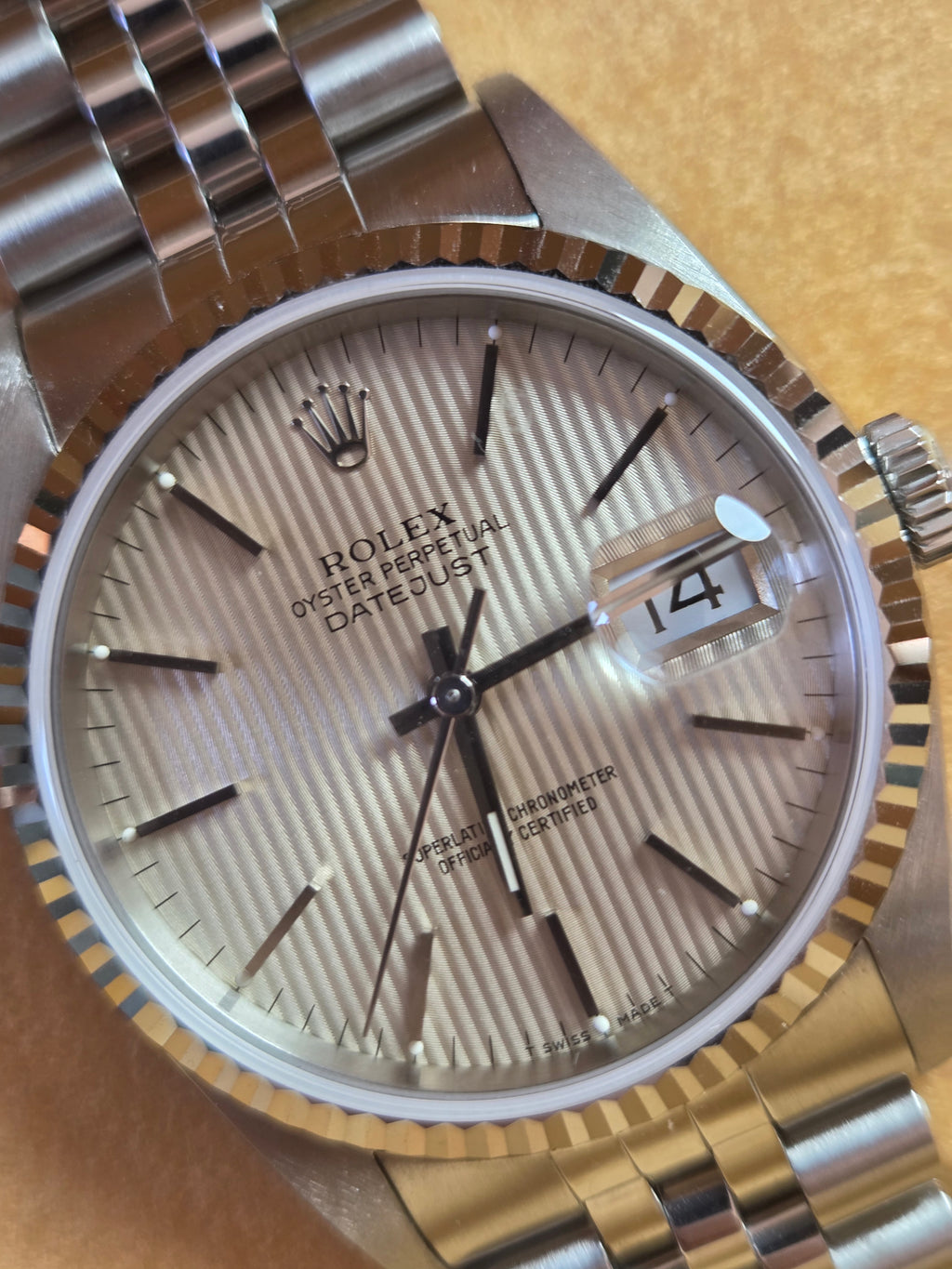 Rolex Datejust 36 | Ref: 16234 | Rare Silver Tapestry Dial | 1991 | Excellent Condition!