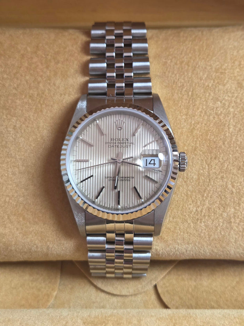 Rolex Datejust 36 | Ref: 16234 | Rare Silver Tapestry Dial | 1991 | Excellent Condition!