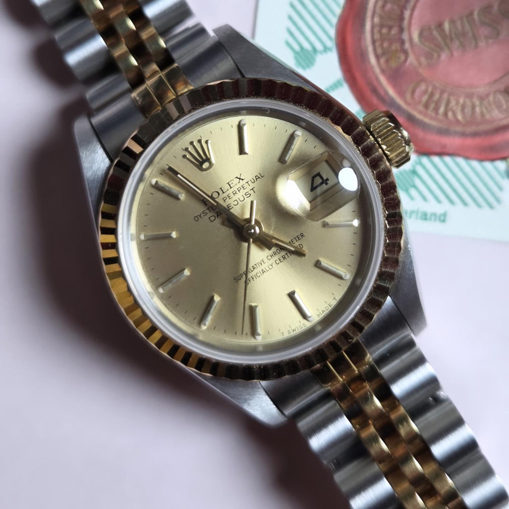 Rolex Lady-Datejust Ref. 69173 Un-polished Safe Queen | Champagne Dial | Two-Tone Rolesor | Box &amp; Papers | 1989!