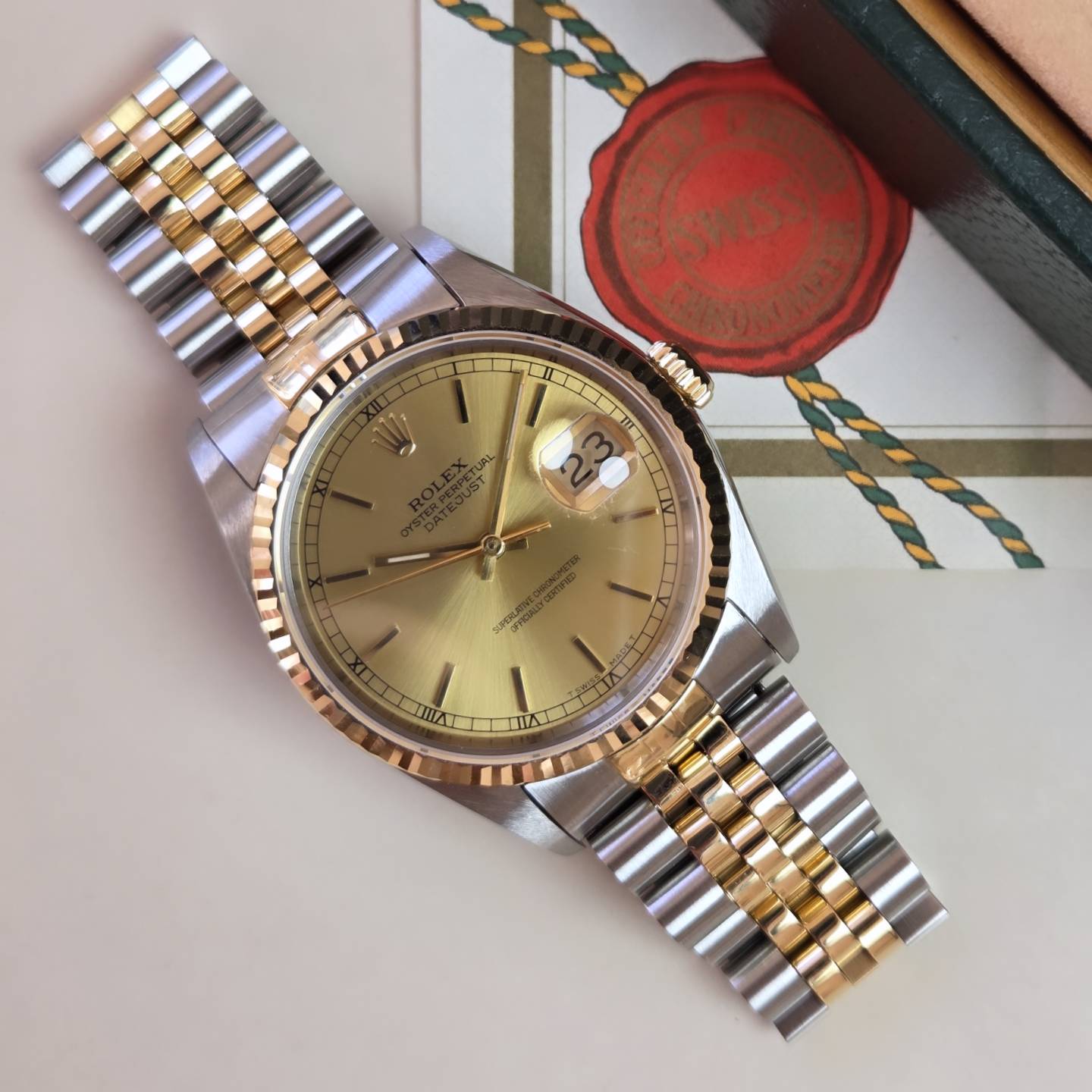 Rolex Datejust 36 Champagne Dial Ref. 16233 (Box &amp; Papers Dated 1993)