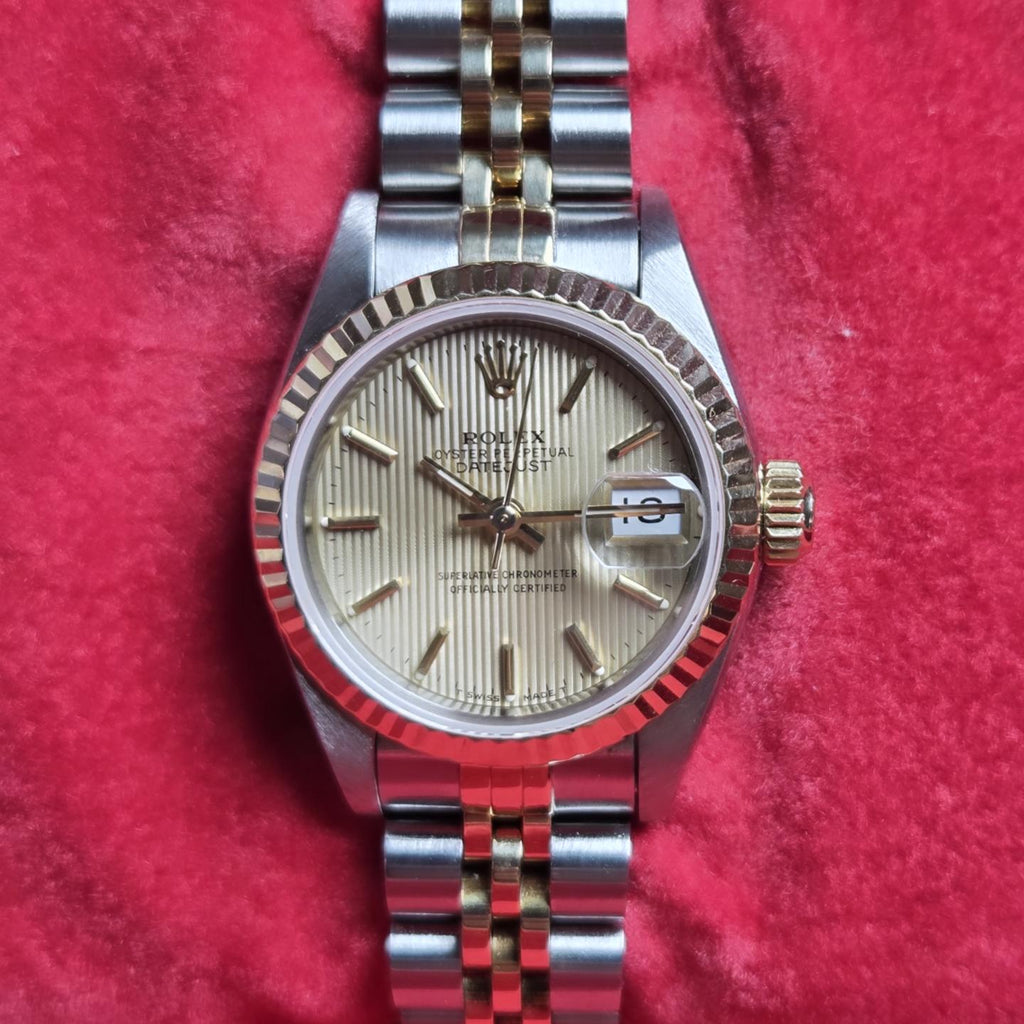 Rolex Lady-Datejust 26 Ref. 69173 – Champagne Tapestry Dial (1993) Excellent Condition!