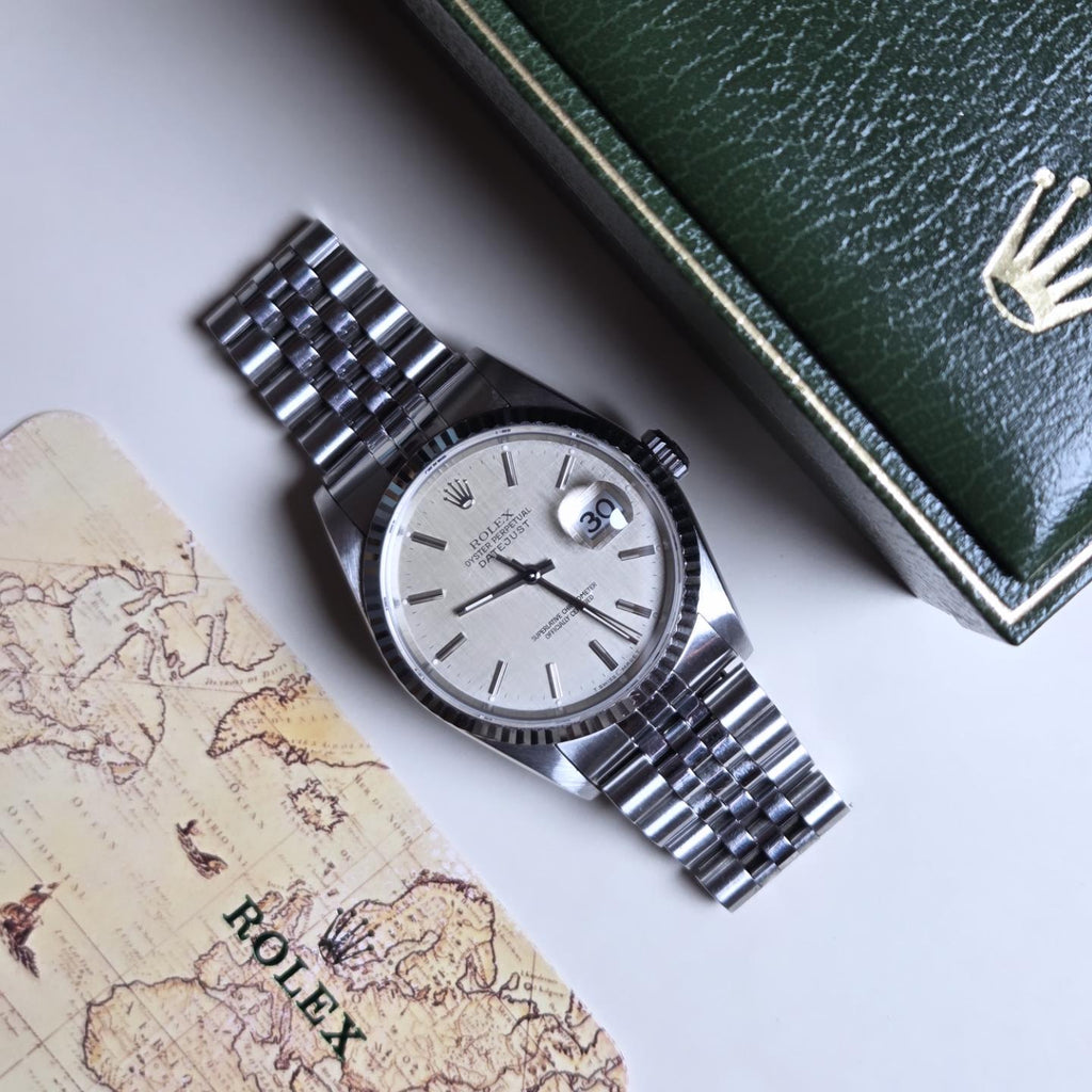 Rolex Datejust 36 - Ref. 16234 - Rare Silver Linen Dial "No-Holes" Case" - Circa 1993!