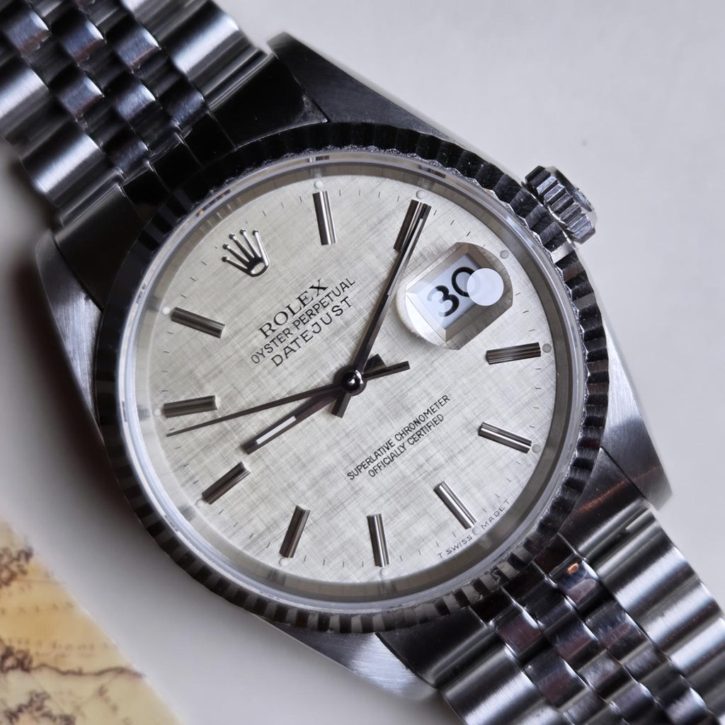 Rolex Datejust 36 - Ref. 16234 - Rare Silver Linen Dial "No-Holes" Case" - Circa 1993!