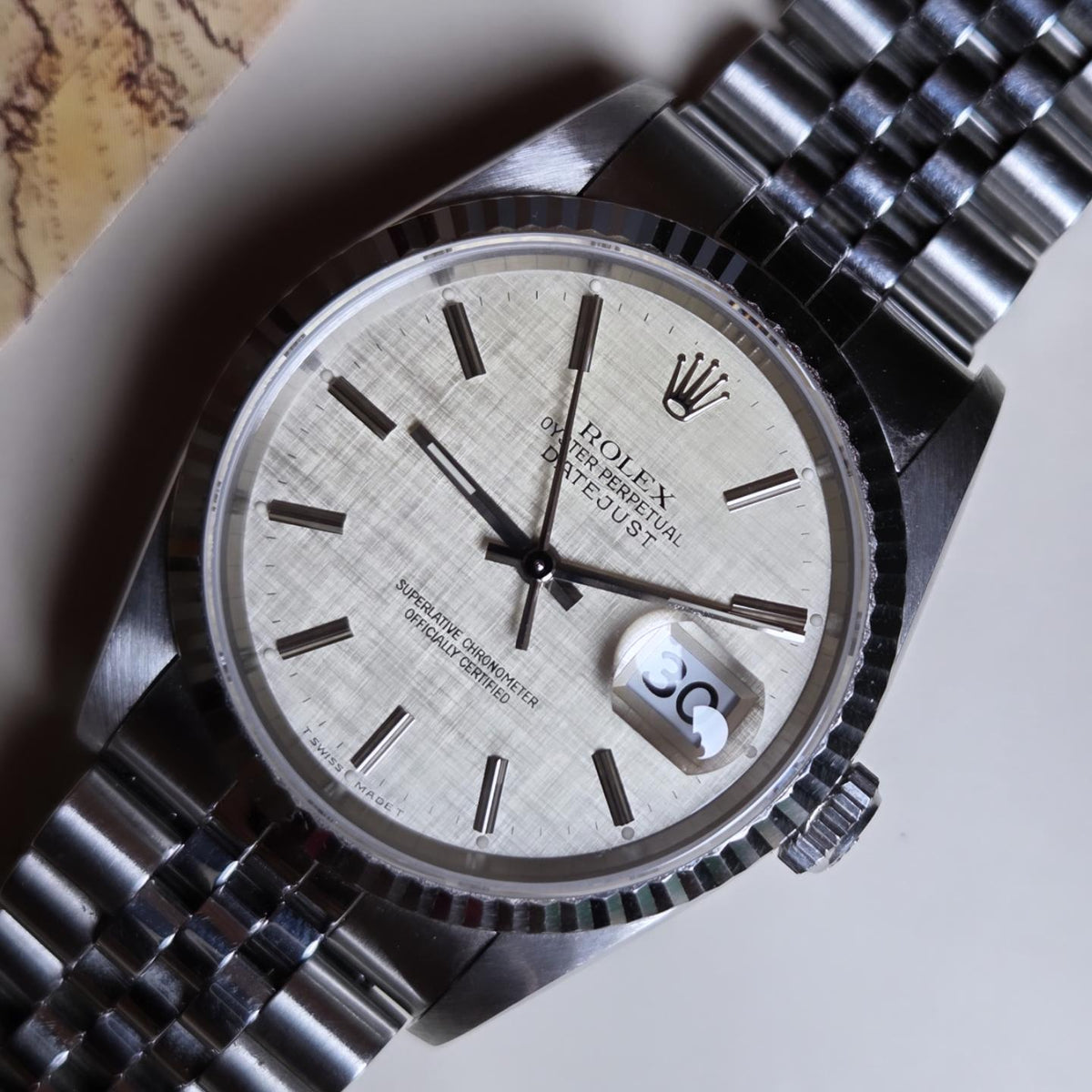 Rolex Datejust 36 - Ref. 16234 - Rare Silver Linen Dial "No-Holes" Case" - Circa 1993!