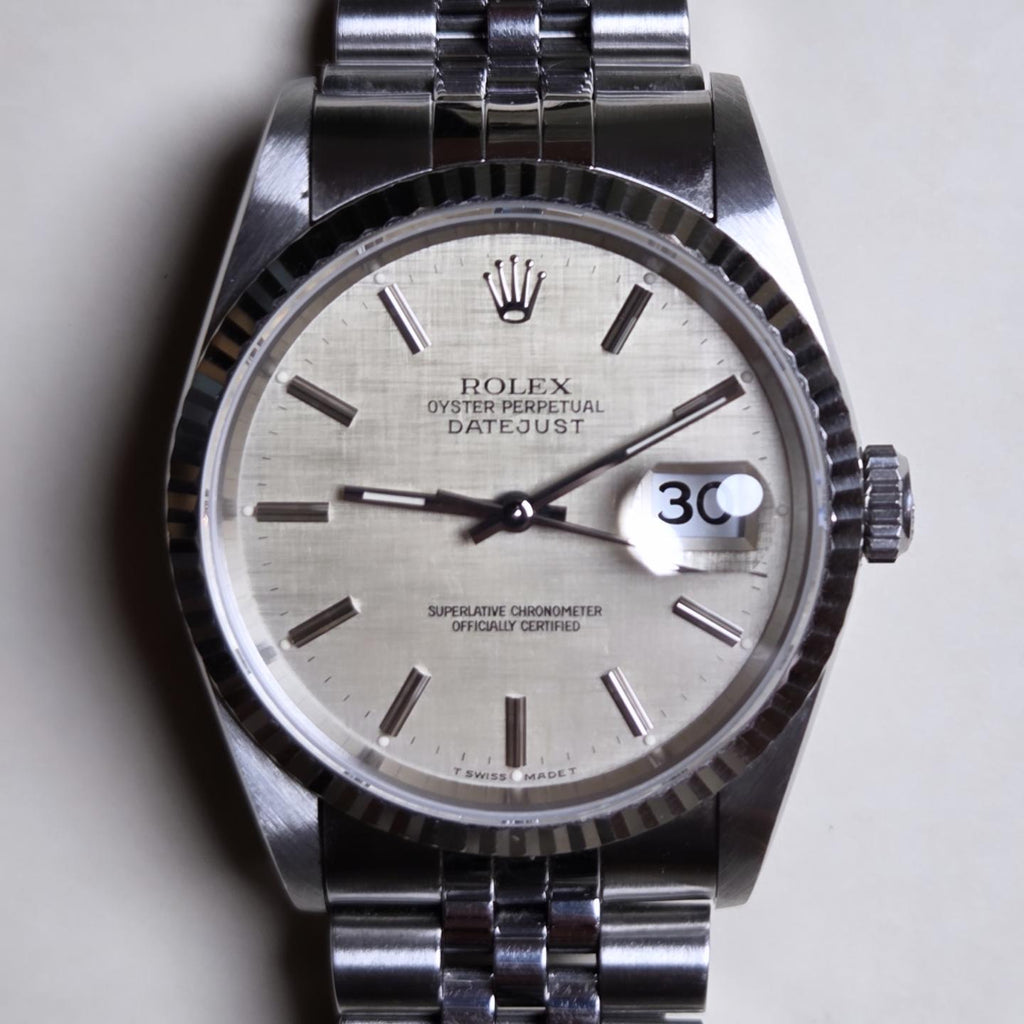 Rolex Datejust 36 - Ref. 16234 - Rare Silver Linen Dial "No-Holes" Case" - Circa 1993!