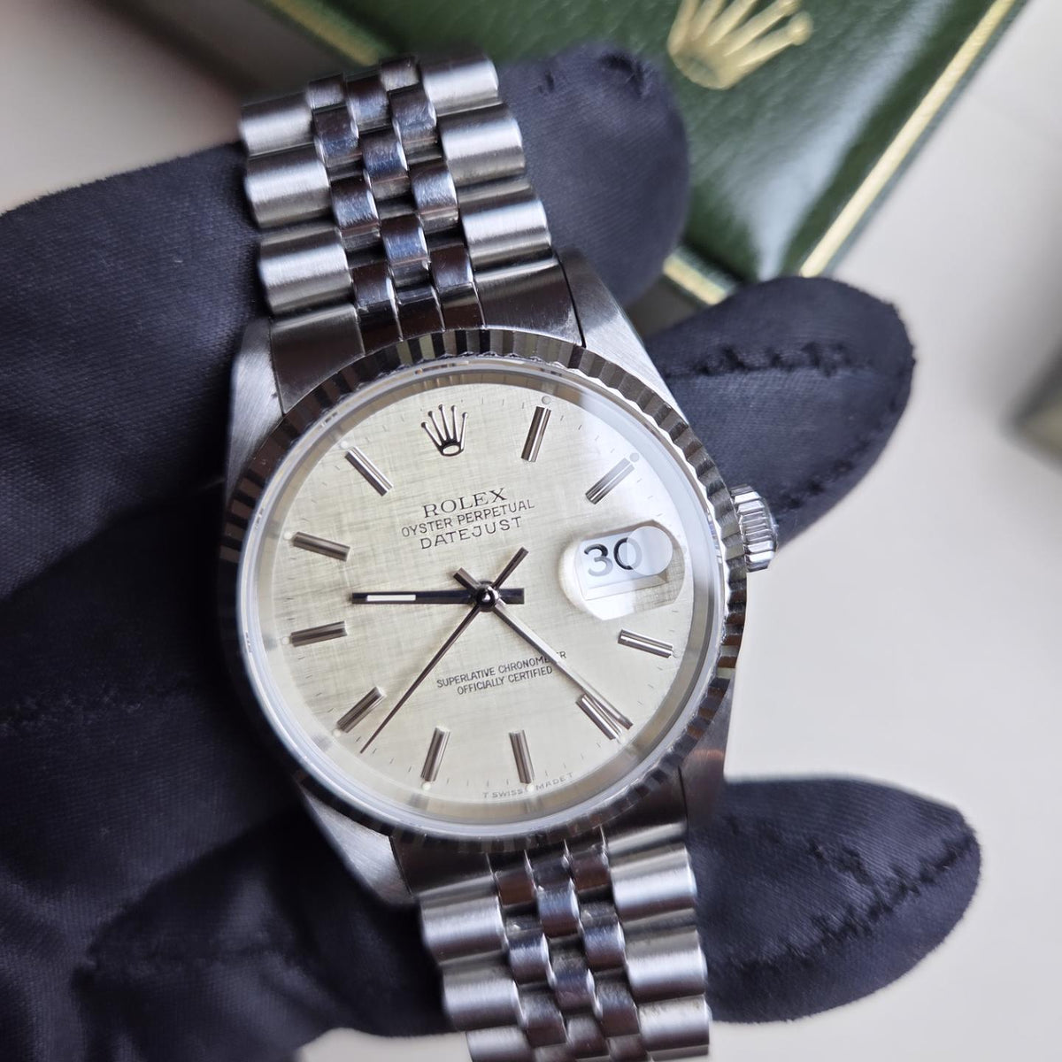 Rolex Datejust 36 - Ref. 16234 - Rare Silver Linen Dial "No-Holes" Case" - Circa 1993!