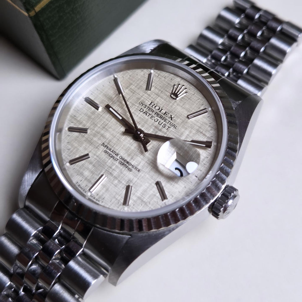 Rolex Datejust 36 - Ref. 16234 - Rare Silver Linen Dial "No-Holes" Case" - Circa 1993!