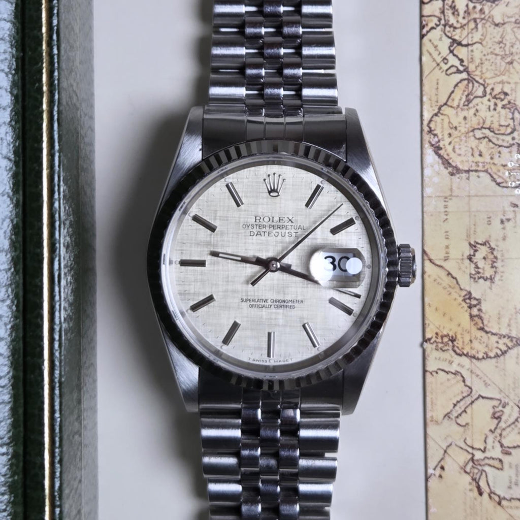 Rolex Datejust 36 - Ref. 16234 - Rare Silver Linen Dial "No-Holes" Case" - Circa 1993!