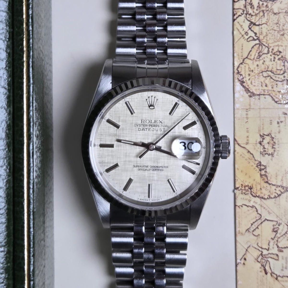 Rolex Datejust 36 - Ref. 16234 - Rare Silver Linen Dial "No-Holes" Case" - Circa 1993!