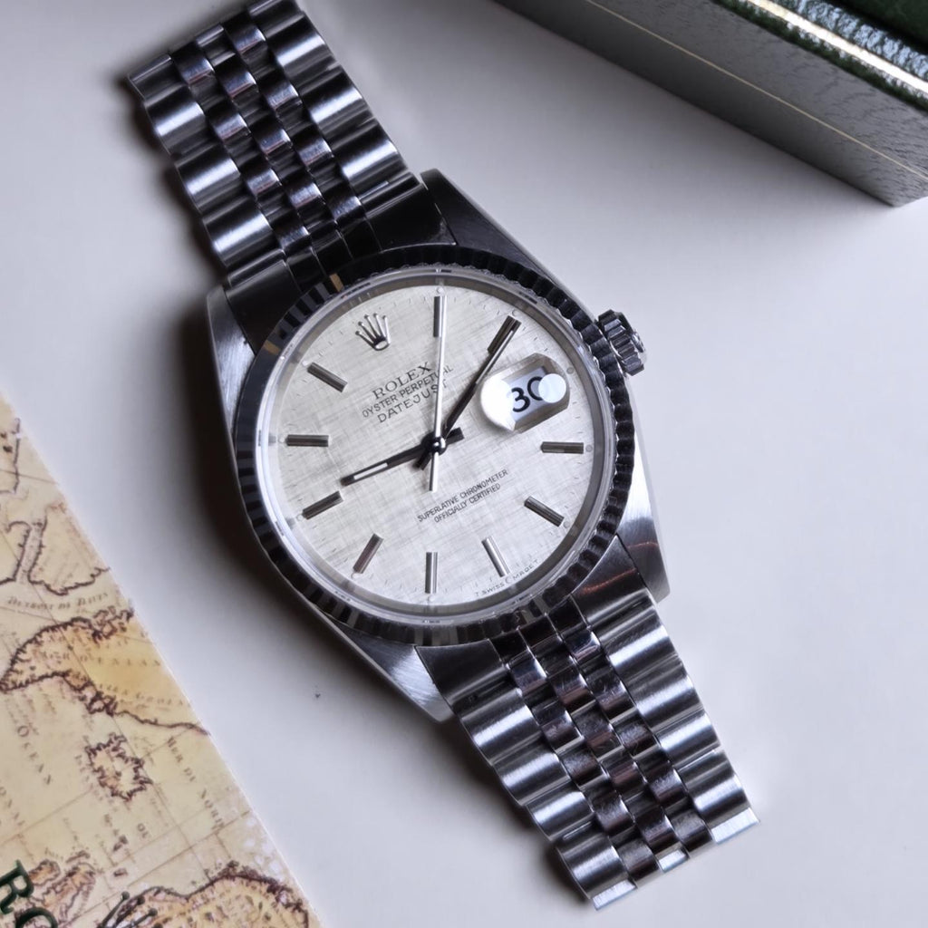 Rolex Datejust 36 - Ref. 16234 - Rare Silver Linen Dial "No-Holes" Case" - Circa 1993!