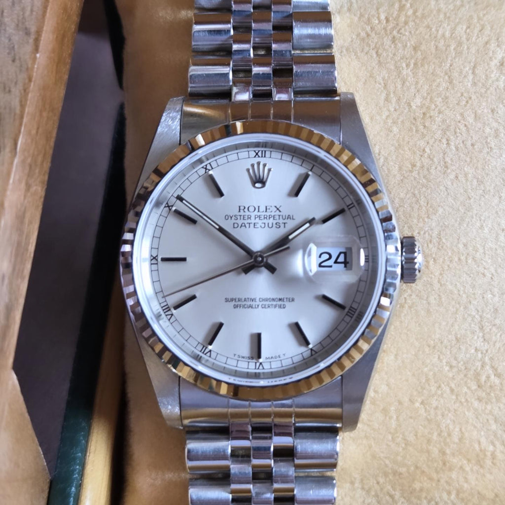 Rolex Datejust 36 (Ref. 16234) Circa 1997 | Crisp Silver Dial | 18K White Gold Fluted Bezel