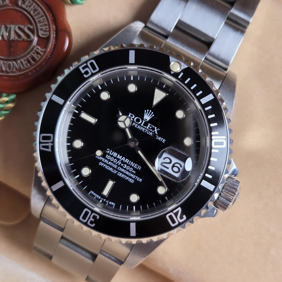 Rolex Submariner Date Ref. 16610 — “Tritium Pure” full Set 1996 - Un-polished - Double caseback stickers Intact!