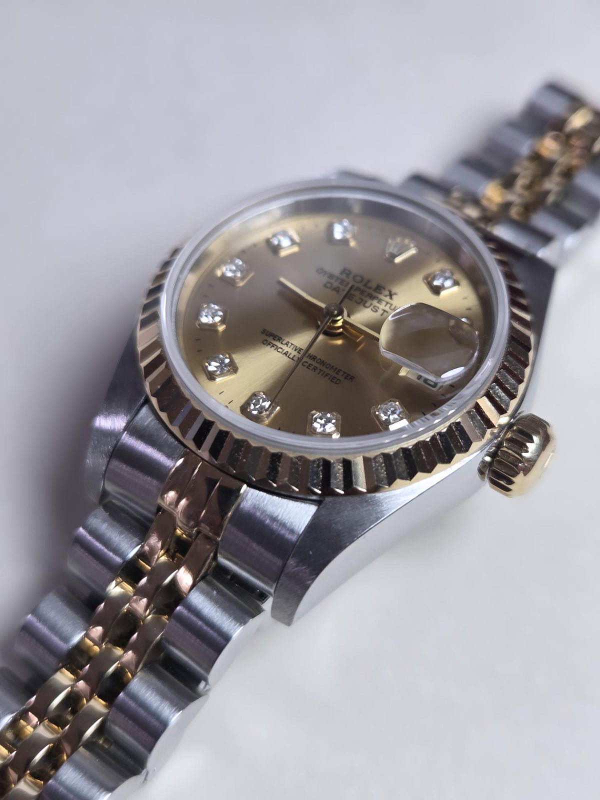 Rolex Lady-Datejust 26mm Two-Tone (Ref. 69173) – 1996 – Big Diamond Dial – With Rolex Box and Horologist Authentication Certificate!
